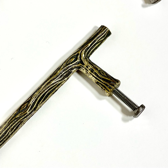 Antique Gold Twig 6 Inch Center to Center Bar Cabinet Pull Pair - Picture 2 of 6